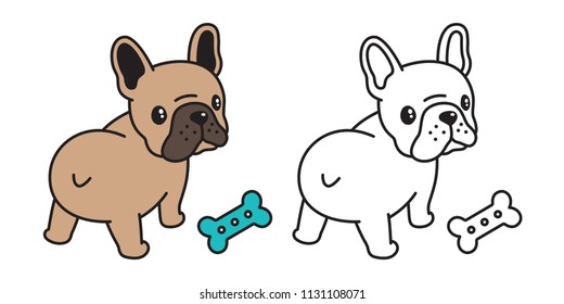 dog vector french bulldog icon logo bone food toy cartoon character illustration symbol brown