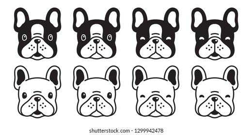 dog vector french bulldog icon head cartoon character puppy logo illustration white black