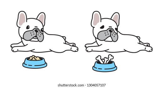 dog vector french bulldog icon character cartoon puppy bone food bowl breed logo illustration