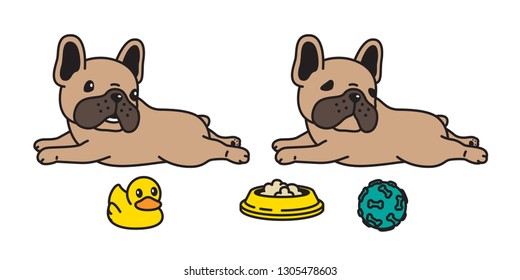 dog vector french bulldog icon character cartoon puppy bone food bowl ball rubber duck breed logo illustration doodle