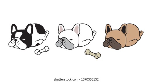 dog vector french bulldog icon sleeping bone cartoon character puppy logo doodle illustration