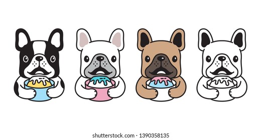 dog vector french bulldog icon cartoon character puppy ice cream logo illustration doodle