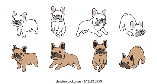 dog vector french bulldog icon cartoon character symbol illustration design white brown