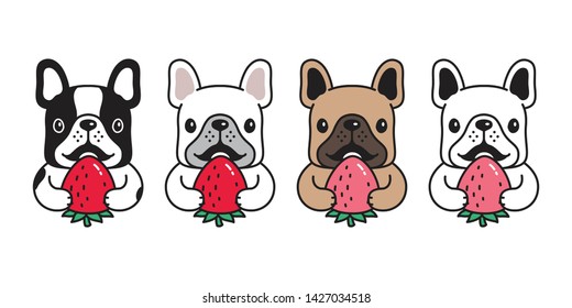 dog vector french bulldog icon strawberry cartoon character symbol doodle illustration design