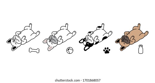 dog vector french bulldog icon toy ball bone paw footprint cartoon character symbol illustration design