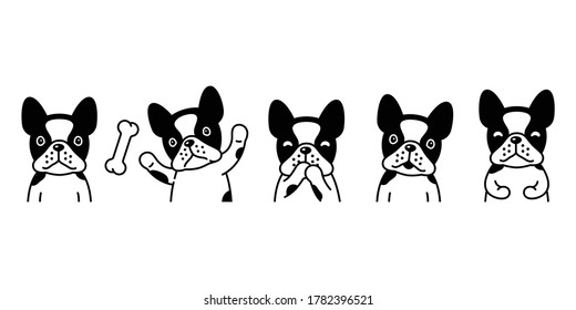 dog vector french bulldog icon bone pet puppy cartoon character symbol animal doodle illustration design