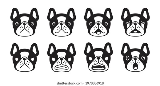dog vector french bulldog icon puppy pet emotions breed logo character cartoon symbol scarf doodle illustration design