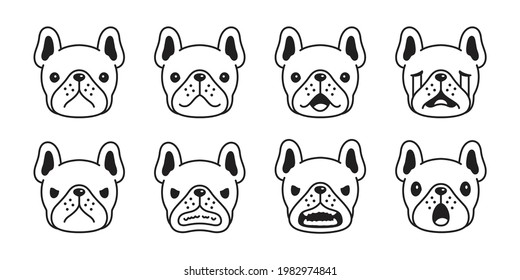 dog vector french bulldog icon puppy pet emotions breed logo character cartoon symbol scarf illustration doodle design