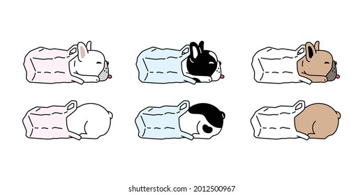 dog vector french bulldog icon shopping bag puppy pet breed paw character cartoon symbol scarf doodle illustration design