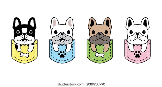 dog vector french bulldog icon pocket puppy pet breed paw character cartoon symbol scarf illustration design