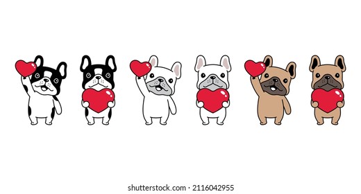 dog vector french bulldog icon heart valentine puppy pet character cartoon symbol tattoo stamp scarf illustration design isolated