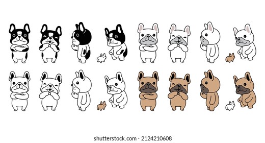 dog vector french bulldog icon puppy character cartoon pet symbol tattoo stamp illustration scarf design isolated