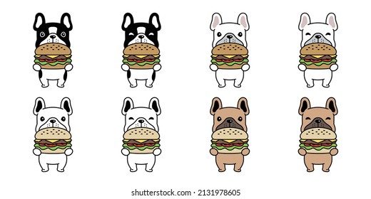 dog vector french bulldog icon hamburger food puppy character cartoon pet symbol stamp tattoo isolated scarf illustration design clip art