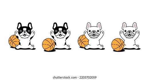 dog vector french bulldog icon basketball sport ball toy puppy pet character cartoon symbol tattoo stamp scarf illustration clip art isolated design