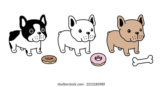 dog vector french bulldog icon donut bone puppy pet cartoon character symbol tattoo stamp illustration clip art isolated design