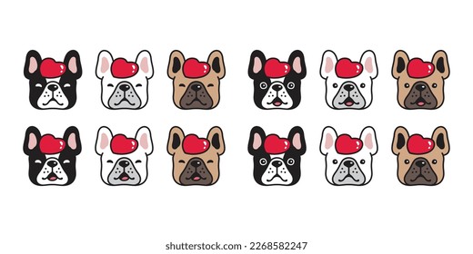 dog vector french bulldog icon heart valentine emotion face puppy head pet character cartoon symbol tattoo stamp scarf illustration design isolated