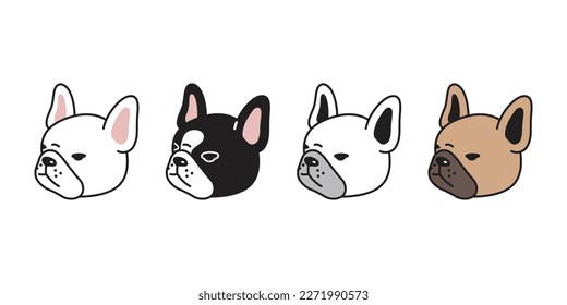 dog vector french bulldog icon puppy pet head face character cartoon symbol tattoo stamp scarf illustration design isolated
