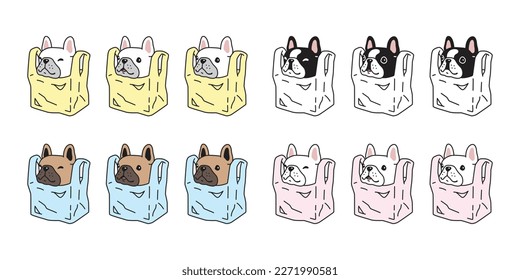 dog vector french bulldog icon shopping bag plastic puppy pet character cartoon symbol tattoo stamp scarf illustration design isolated