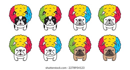 dog vector french bulldog icon afro hair rgb reggae happy puppy pet cartoon character symbol tattoo stamp scarf illustration design isolated