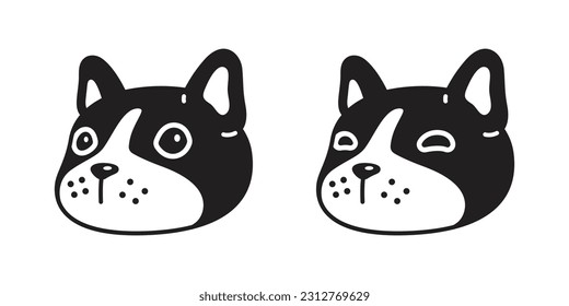 dog vector french bulldog icon puppy pet face head character cartoon symbol tattoo stamp scarf illustration design isolated