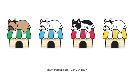 dog vector french bulldog icon puppy sleeping pet house cartoon character symbol tattoo stamp illustration design isolated