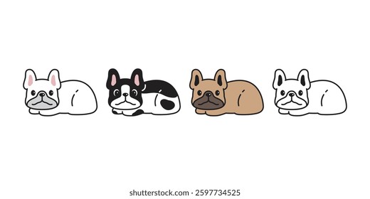 dog vector french bulldog icon crouching sitting cartoon character puppy pet doodle illustration symbol isolated