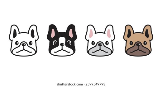 dog vector french bulldog icon face head cartoon character smiling puppy pet doodle illustration symbol isolated
