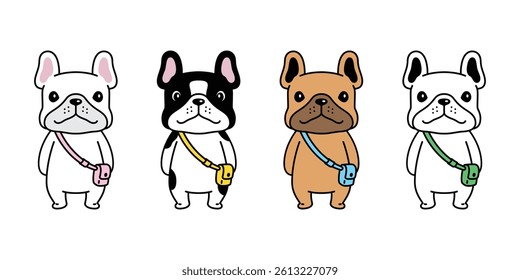 dog vector french bulldog icon bag cartoon character puppy pet doodle symbol illustration isolated design