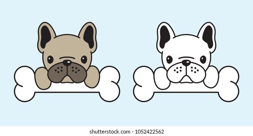 dog vector french bulldog pug dog bone illustration paw cartoon icon logo