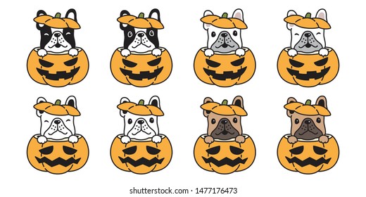 dog vector french bulldog pumpkin Halloween icon logo symbol cartoon character illustration doodle design