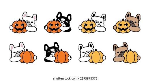 dog vector french bulldog pumpkin halloween icon jack o lantern puppy head pet character cartoon symbol tattoo stamp scarf illustration clip art isolated design