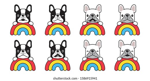 dog vector french bulldog rainbow puppy head pet icon cartoon character symbol breed illustration design