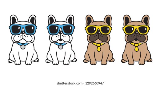 dog vector french bulldog sunglasses icon cartoon character puppy logo illustration