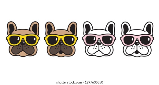 dog vector french bulldog sunglasses icon cartoon character puppy logo illustration brown