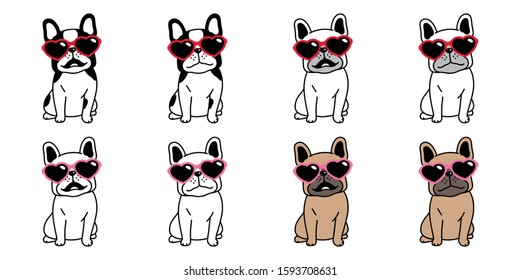 dog vector french bulldog sunglasses heart illustration valentine