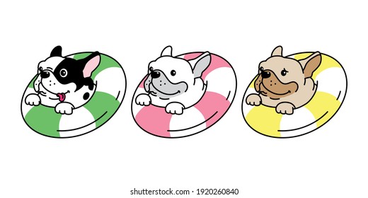 vectores de perro vectores french bulldog piscina caricatura personaje símbolo vectorial ilustración doodle diseño fondo de baldosa viajes playa verano diversión aislado doodle ilustración fondo blanco