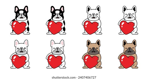 dog vector french bulldog valentine heart icon cartoon character puppy pet doodle symbol tattoo illustration clip art isolated design