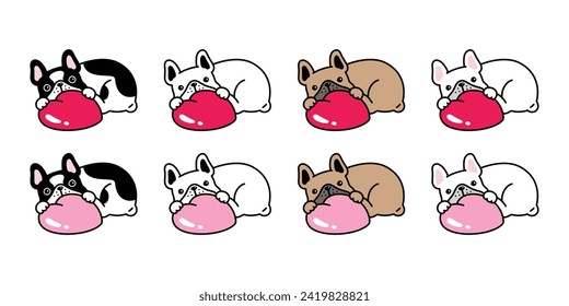 dog vector french bulldog valentine heart icon cartoon character puppy hug pet doodle symbol tattoo illustration clip art isolated design