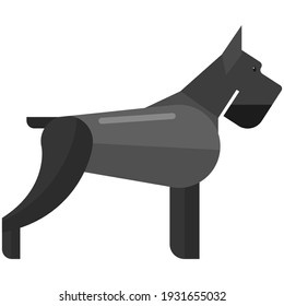 Dog vector. Giant schnauzer isolated icon illustration. Shaggy pet animal, domestic canine breed standing isolated on white background