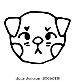 Gráficos vectoriales de perro. Una imagen en blanco y negro de un animal simple. Para pegatinas, libros, logos.