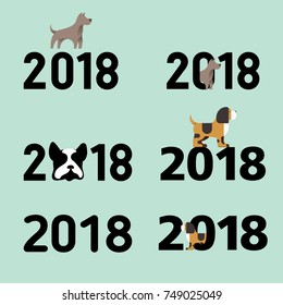 Dog vector. the Happy new year of the dog 2018 vector. Symbol of the dog.
