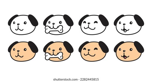 dog vector icon face head puppy smile pet food bone doodle cartoon character symbol tattoo stamp scarf illustration design isolated