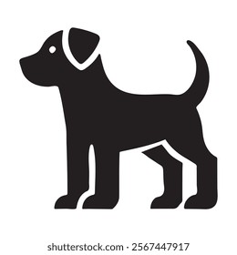 Dog vector icon illustration, dog silhouette art, dog drawing.