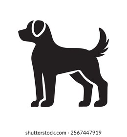 Dog vector icon illustration, dog silhouette art, dog drawing.