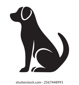 Dog vector icon illustration, dog silhouette art, dog drawing.