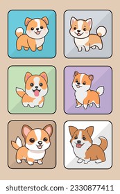 Dog vector icon set art