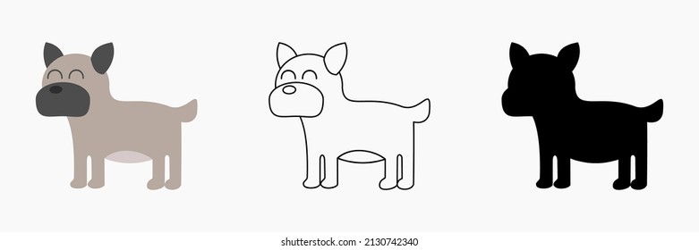 dog vector illustration, animal coloring book content, animal outline vector, dog animal silhouette, animal illustration for children