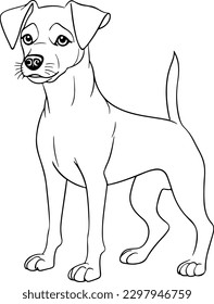 Ilustración vectorial de perro. Libro o página de coloración para niños