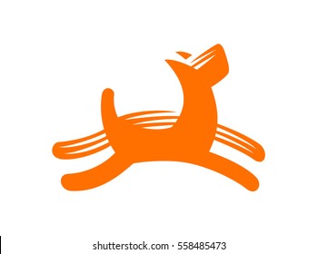 Dog vector illustration, emblem design on white background.