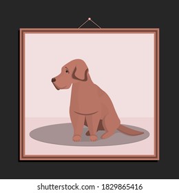 The dog in the vector. Vector illustration of a dog in a frame.

